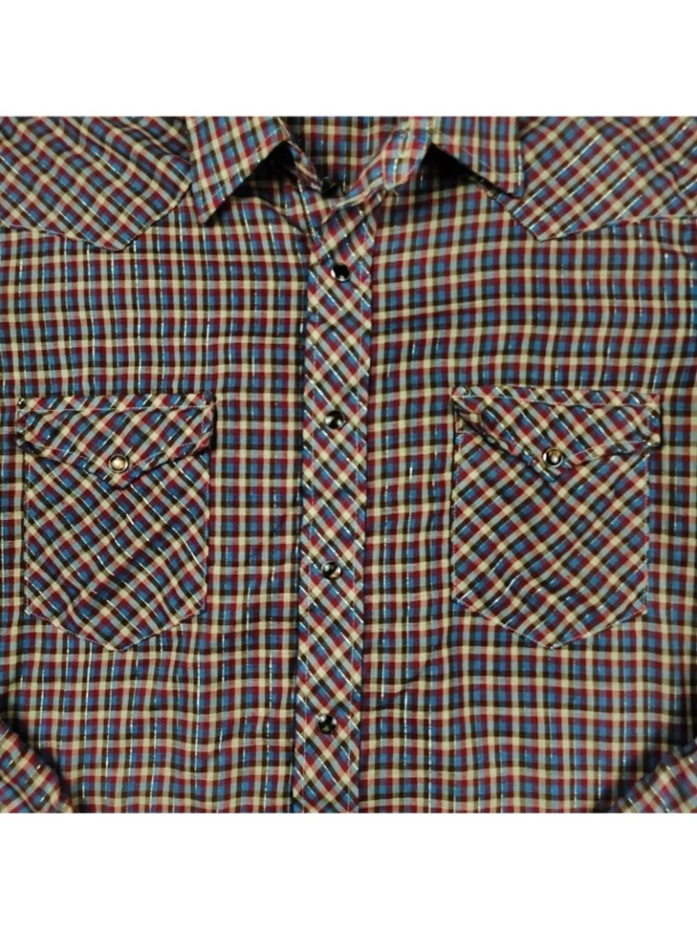 Vintage 70's Western Pearl Snap Wrangler Shirt Mens 16.5 33 - Picture 4 of 8